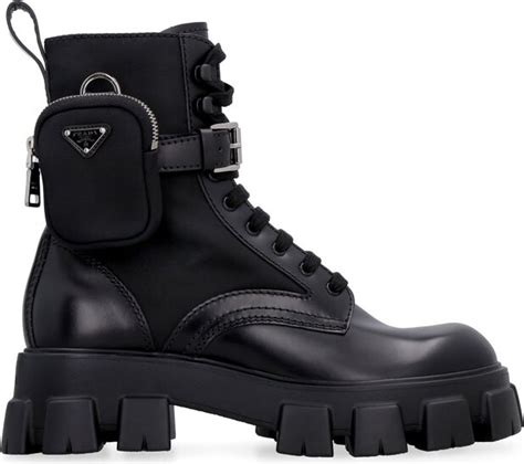 prada panelled pouch-attached combat boots